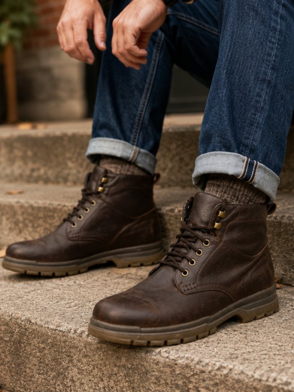 Dr Scholls Mens Brown Leather Chukka Boots Rugged Casual Lace Up 9.5W